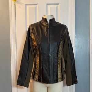 Elegant Black and Brown Leather Jacket